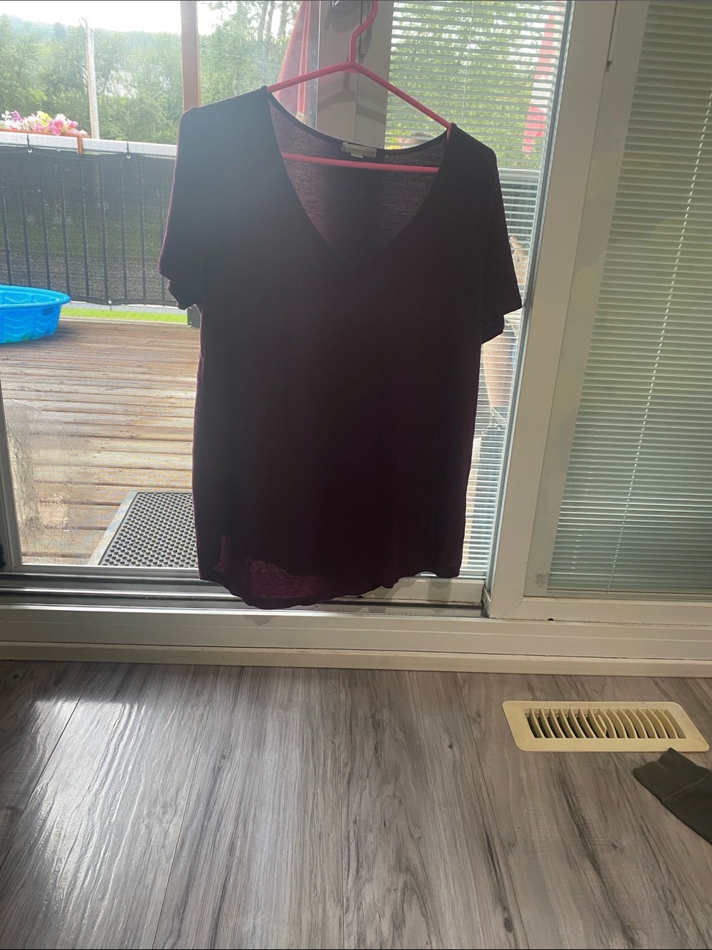 Warehouse Burgundy V-Neck Short Sleeve Tee